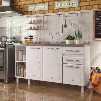 Balcão de Cozinha Star New 3 Portas 2 Gavetas Aço 150CM Telasul