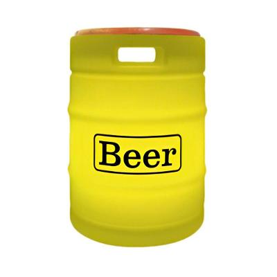 Banco Iluminado Beer Barrel com Porta Objetos Tampo em Madeira Amarelo