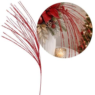 Enfeite Natalino Galho Pendente Vermelho com Lantejoulas Yangzi 70CM