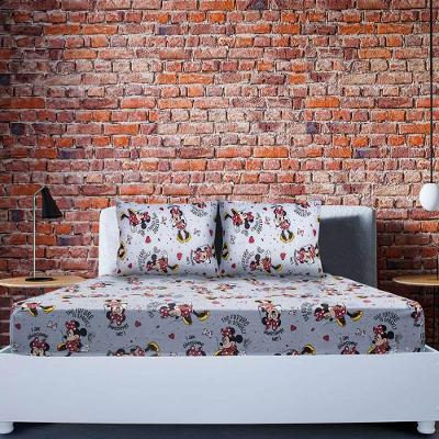 Jogo de Cama Casal Minnie Sparkly 3 Peças Malha Mista Estampado Cinza Portallar