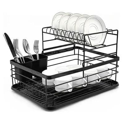 Escorredor de Louça BSL3784 para Pratos e Talheres em Aço com Pintura Epóxi Preto Fosco com Bandeja
