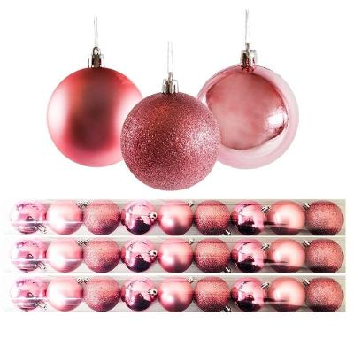 Jogo 18 Bolas de Natal Mista Lisa Glitter e Fosca Rosê Master Christmas