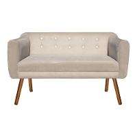 Namoradeira Julia 2 Lugares Suede Bege Com Strass Pés Palito - 4