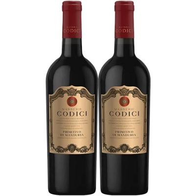 Kit 2 Garrafas Vinho Tinto Primitivo Di Manduria MGM Codici 750ML