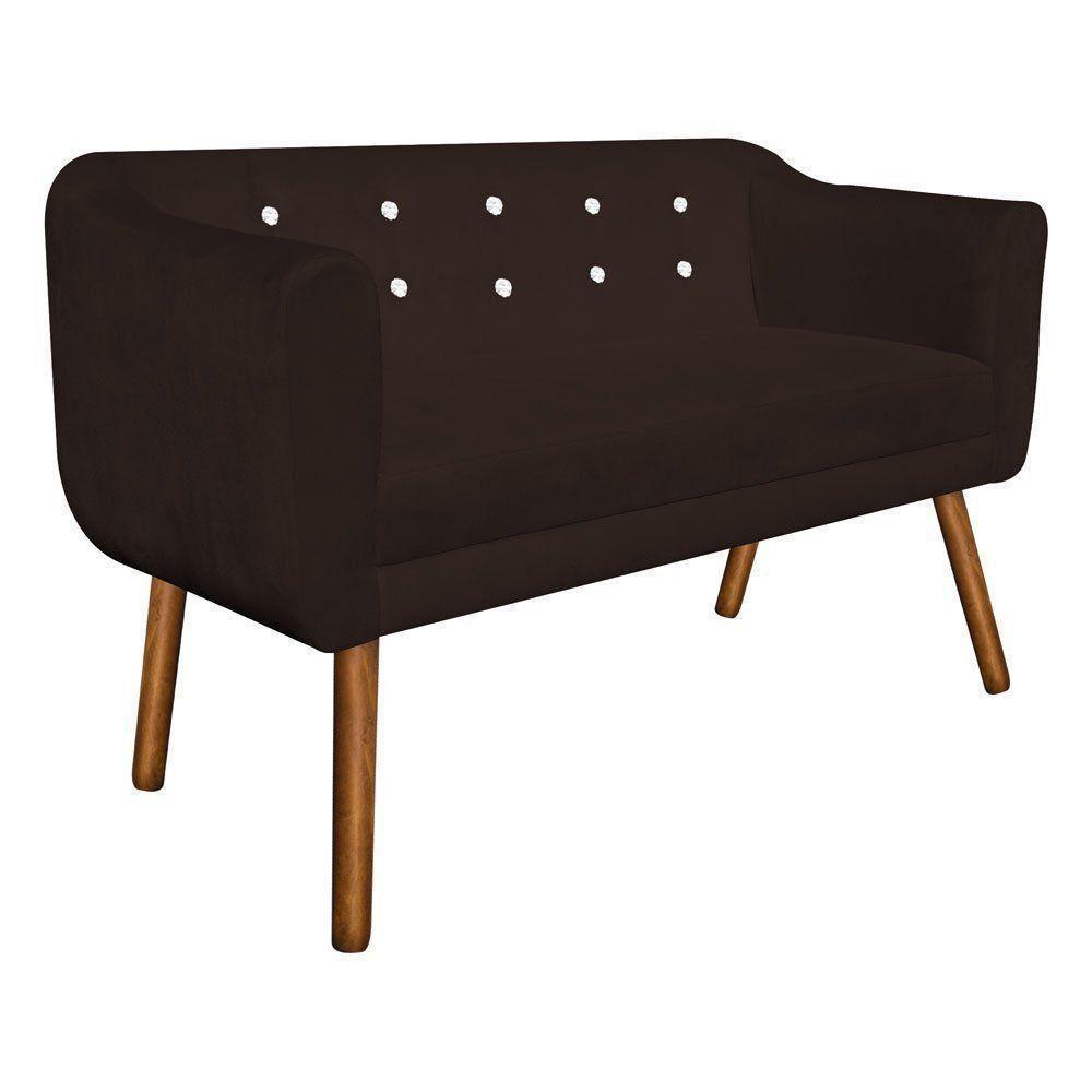 Namoradeira Julia 2 Lugares Marrom Com Strass Pés Palito - 1