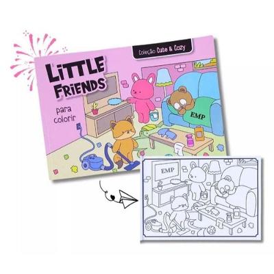 Livro de Colorir Coleção Cute & Cozy Little Friends Rosa Capa Comum Editora 24 Páginas