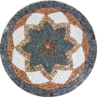 Mandala de Piso Linha Indiana Mármore e Granito 150CM Mosaico