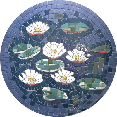 Mandala em Mosaico Floral Nenúfares de Monet II Cerâmica 150CM Decorativa