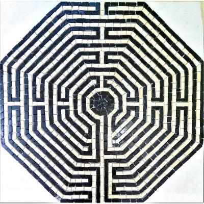 Mandala Simbólica Linha Espiritual Granito e Mármore 130CM Mosaico