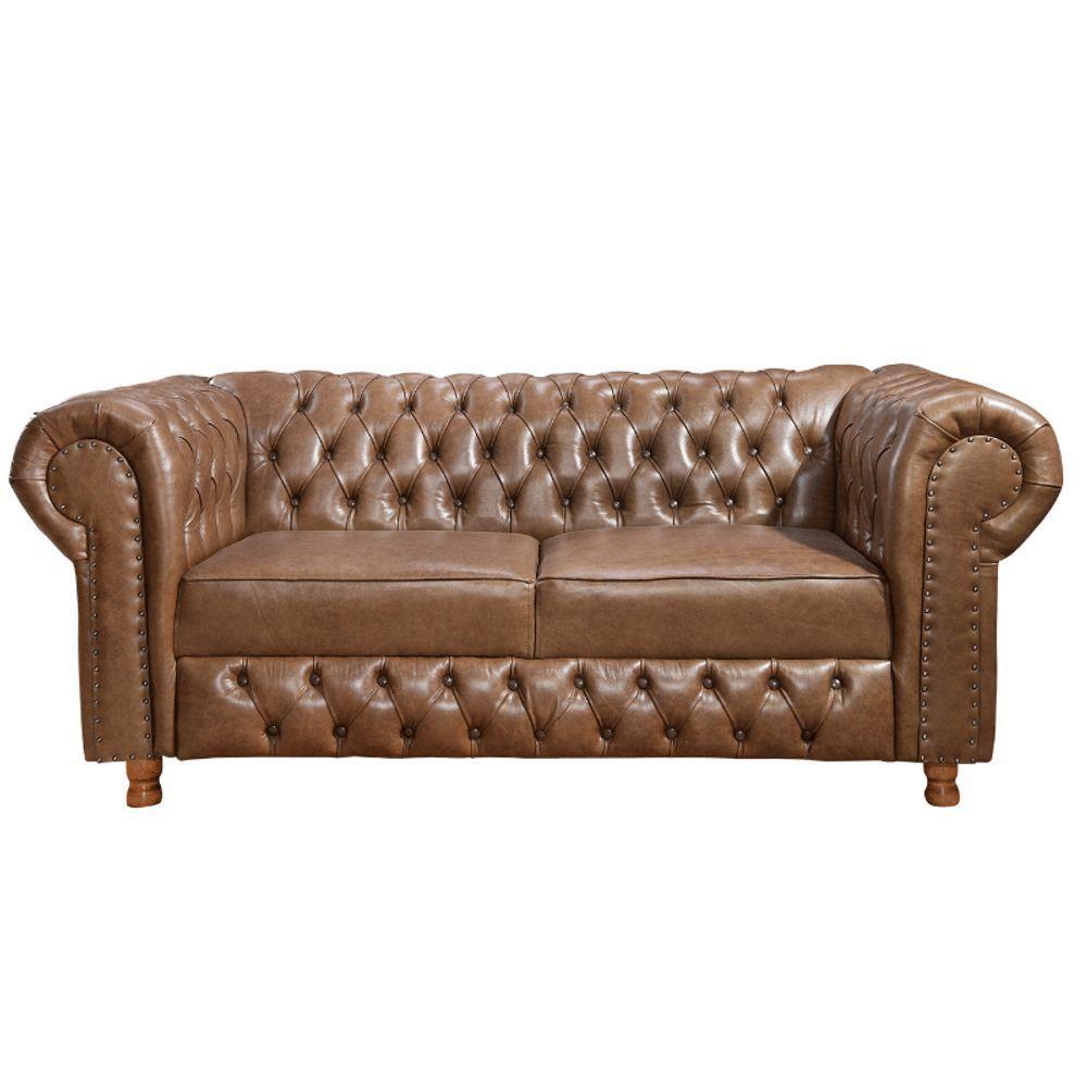 Namoradeira Chesterfield Vittorio 3 Lugares Via Encanto Courano Marrom - 1