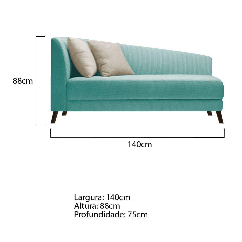 Recamier Heitor 140cm Com Almofada Lado Direito Suede Cor Azul Tiffany/bege - 5