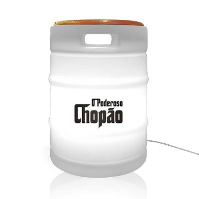 Banco Iluminado o Poderoso Chopão com Iluminação Embutida e Assento em Madeira Envernizada Branco
