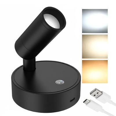 Luminária Arandela BSL3790 3 Tons Ajustáveis Touch Recarregável USB Preto Ideal Importados