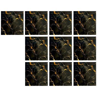 Papel de Parede Adesivo Mármore 3D Liso Moderno PVC Autocolante Preto Leva Pro Pet Kit 10 Unidades