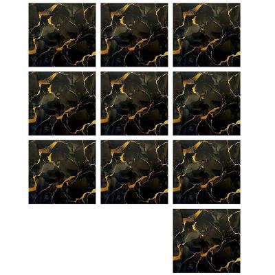 Papel de Parede Adesivo Marmore 3D Kit 10 Uni Moderno PVC Autocolante Preto Braslu