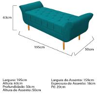 Recamier Estofado Ari 195cm King Size Suede Azul Turquesa - 2