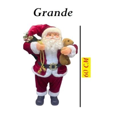 Boneco Decorativo Papai Noel Natalino com Ursinho e Sacola de Presentes Vermelho OEM 60CM