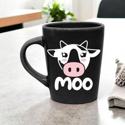 Caneca Moo Vaquinha de Porcelana Preta 270ml para Café e Chá