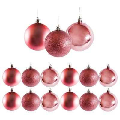 Bolas de Natal Rosê Texturas Mistas Glitter Brilho Fosca 10CM 12 Unidades Master Christmas