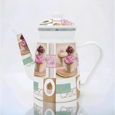 Bule Cake Esmaltado Ferro para Fogão de Indução Cozinha Vintage 1,2L