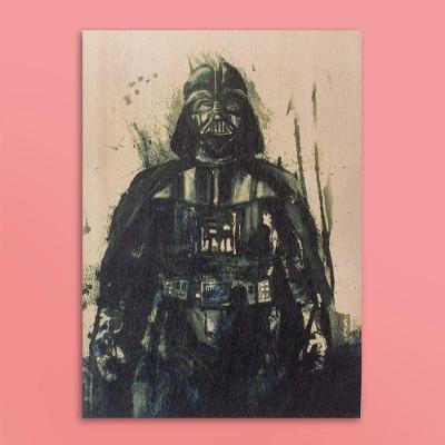 Quadro Star Wars Darth Vader Aquarela Retangular 54,5CM X 39CM em Madeira Compensado Naval Preto