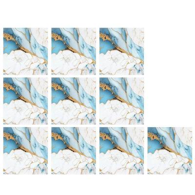 Placa Adesiva Mármore 3D Kit 10 Unidades Autocolante PVC Azul Braslu