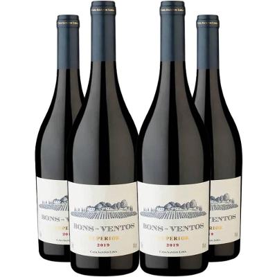 Kit 4 Garrafas Vinho Tinto Meio Seco Portugal Casa Santos Lima Bons Ventos Blend 750ML