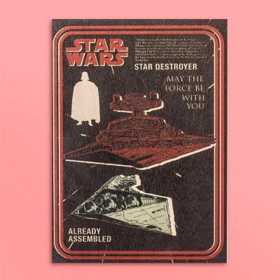 Quadro Vintage Star Wars Destroyer Retangular em Madeira Compensado Naval Preto 43,5CM