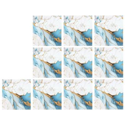Placa Adesiva Mármore 3D Kit 10 Unidades Autocolante PVC para Ambientes Internos Fácil Remoção Azul
