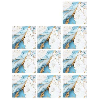 Placa Adesiva Mármore 3D Kit 10 Uni Autocolante Moderno PVC para Paredes Removível Azul