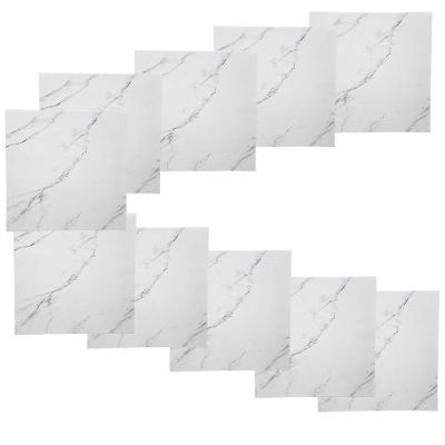 Placa Adesiva Autocolante Marmore Falso 3D Vinílica Removível Branco Leva Pro Pet 60X60CM