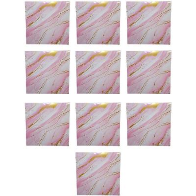 Placa Adesiva 3D Mármore Outras PVC Autocolante Removível Rosa Compre Desejos 10 Unidades