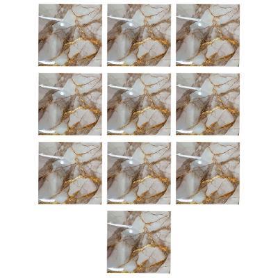Placa Adesiva Marmore 3D Kit 10 Uni Liso Sólido PVC Autocolante Marrom AB Mídia