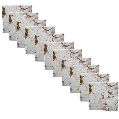 Placa Adesiva Mármore 3D Kit 10 Unidades Autocolante Moderno PVC Brilhante Branco 60CM Compre