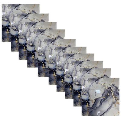 Placa Adesiva Marmore 3D Kit 10 Uni Autocolante Moderno PVC para Ambientes Internos Azul Compre