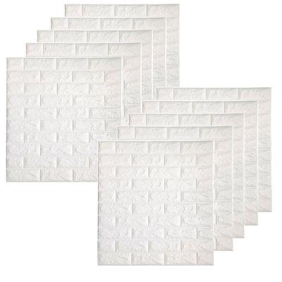 Placa Adesiva 3D Tijolinho Marmorizado Autocolante PVC Lavável Resistente à Umidade Branco Braslu 10