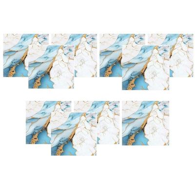 Placa Adesiva 3D Mármore Moderno PVC Autocolante Removível Azul Leva Pro Pet Kit 10 Unidades