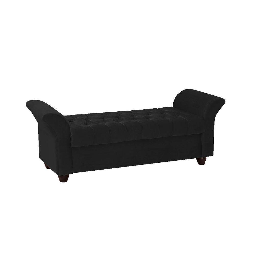 Recamier Divã Morabe P04 195 Cm Suede Preto Tca 944 - 1