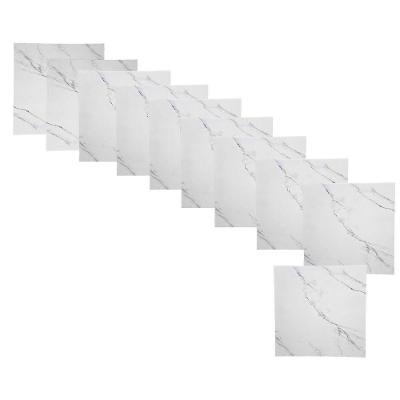 Placa Adesiva Autocolante Marmore Falso 3D Vinílica Lavável Branco AB Mídia Kit 10 Uni