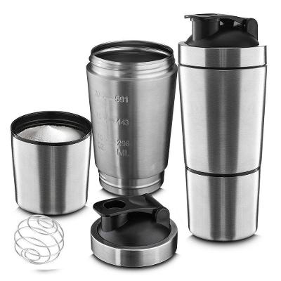 Garrafa Coqueteleira Shake Gym em Aço Inox com Mola e Copo Adicional 750ML