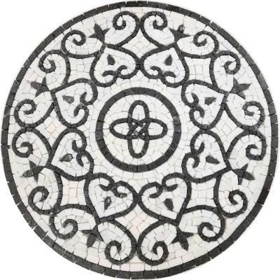 Piso em Mosaico Romano Itálico Mármore 90CM Liso Residencial Branco Interno e Externo