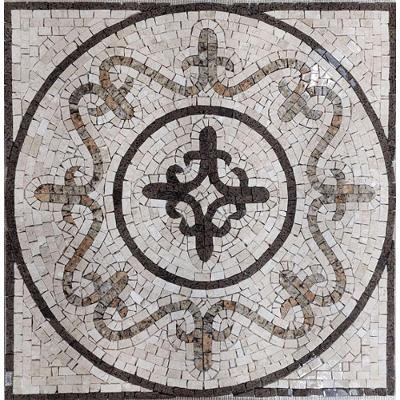 Piso em Mosaico Romano Pedras Lis I Travertino Bege 80CM Liso Residencial Mosaico