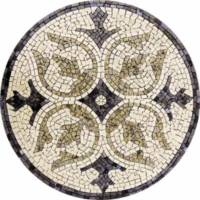 Piso em Mosaico Romano Quatro Louros Travertino Bege 80CM Liso para Residencial Amarelo