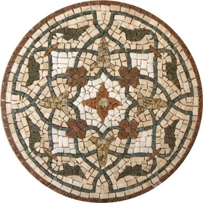 Piso em Mosaico Romano Floral Renascentista 130CM Liso para Residencial Bege Mosaico