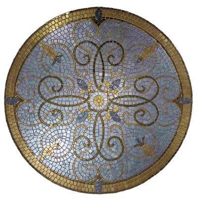 Piso em Mosaico Romano Caliope Cerâmica 120CM Brilhante para Residencial Dourado Mosaico