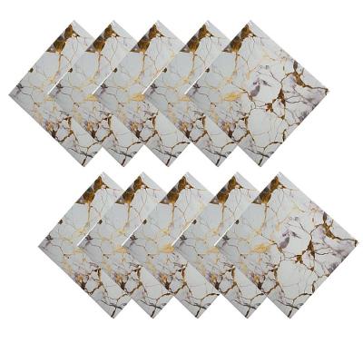 Papel de Parede Adesivo Mármore 3D Liso Sólido PVC Autocolante Removível Branco AB Mídia 10 Unidades