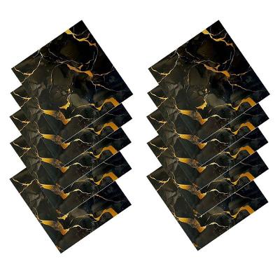 Papel de Parede Marmore 3D Liso Moderno PVC Autocolante Preto Ideal Importados Kit 10 Unidades