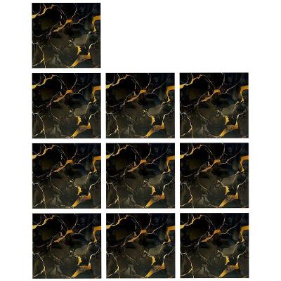 Papel de Parede Marmore 3D Liso Moderno PVC Autocolante Preto Leva Pra Casa 10 Unidades