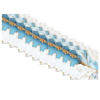 Papel de Parede Mármore 3D Liso Moderno PVC Autocolante Azul Ideal Importados Kit 10 Unidades 36M2