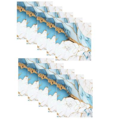 Papel de Parede Autocolante Mármore 3D Liso PVC para Ambientes Internos Azul Compre Desejos Kit 10